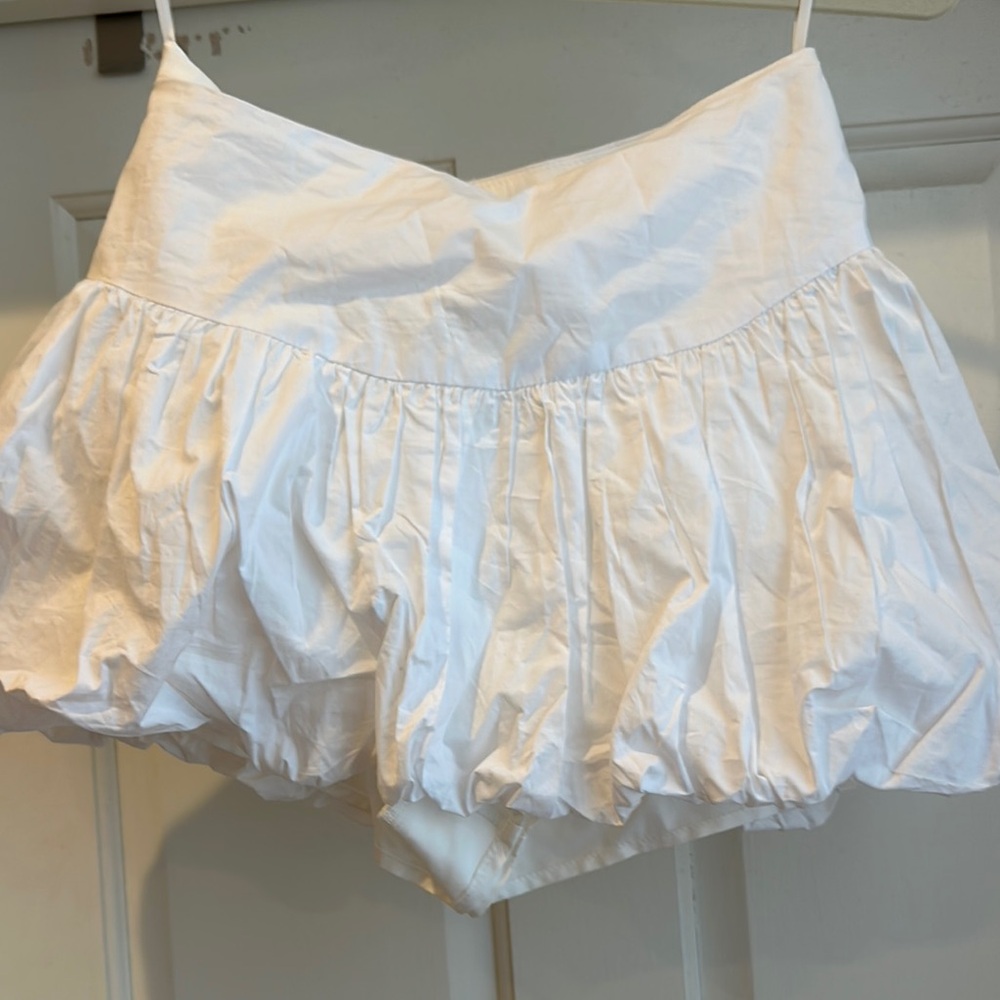 White Women's Ruffled Shorts